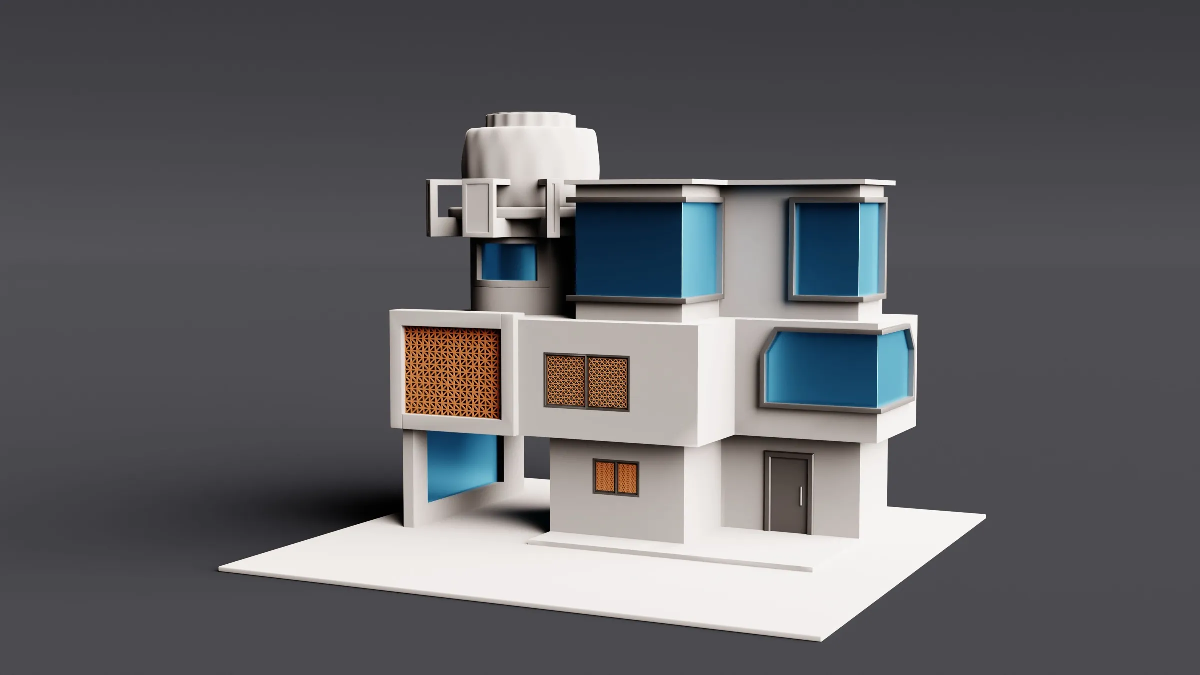 3D model of a modern cubic house